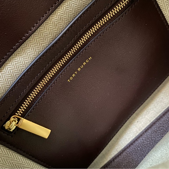 LARGE Tory Burch Lee Radziwill Double Bag Leather Suede Navy Yellow NO STRAP! - Picture 13 of 16